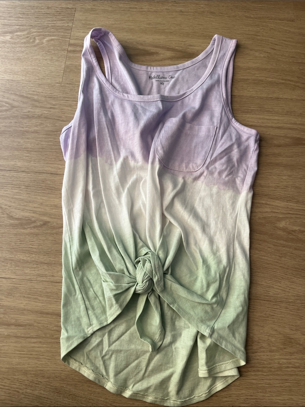 Rebellious One Lavender-to-Sage Ombre Tie-Front Tank